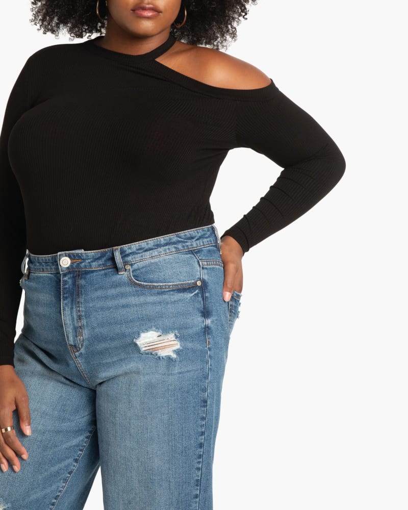 Front of plus size Britt Asymmetrical One Shoulder Top by Eloquii | Dia&Co | dia_product_style_image_id:174824